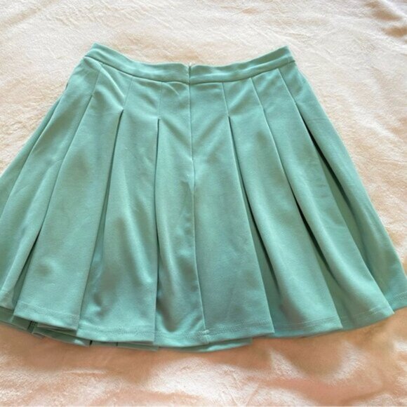 Mint Green Pleated Highwaisted Tennis Skirt - Picture 5 of 12